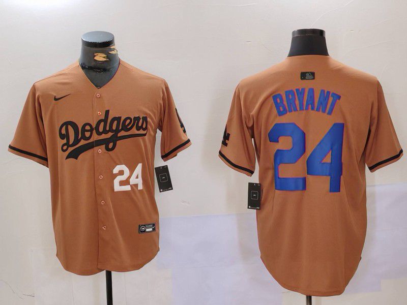 Men Los Angeles Dodgers 24 Bryant army green joint name 2024 Nike MLB Jersey style 2